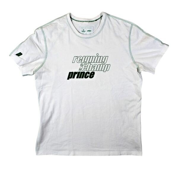 Reigning Champ Tennis Prep T-Shirt Mens Size Small Prince Court White Athleisure - Picture 1 of 6